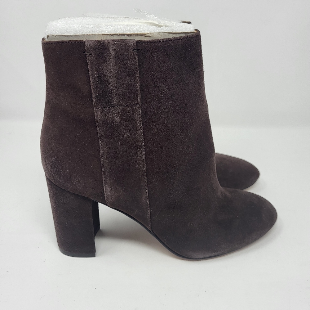 Nine West Women Size 7M Brown Leather Suede Heeled‎ Ankle Boot Booties Whynot